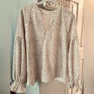 Women's THML Cream and Brown Floral Patterned Top - S